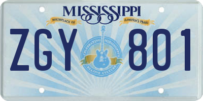 MS license plate ZGY801