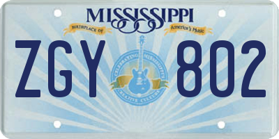 MS license plate ZGY802