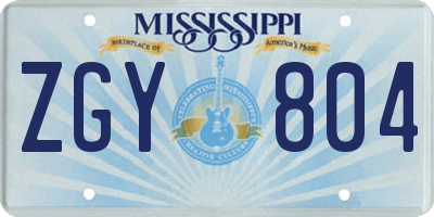 MS license plate ZGY804