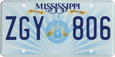 MS license plate ZGY806