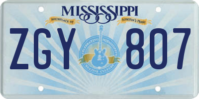 MS license plate ZGY807