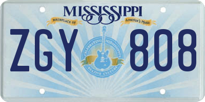 MS license plate ZGY808