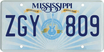 MS license plate ZGY809