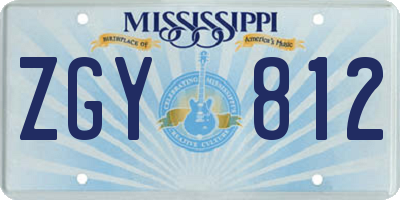 MS license plate ZGY812