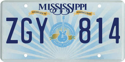 MS license plate ZGY814