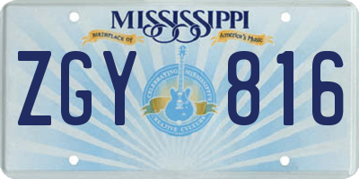 MS license plate ZGY816