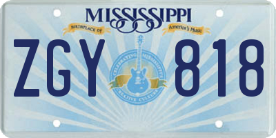 MS license plate ZGY818