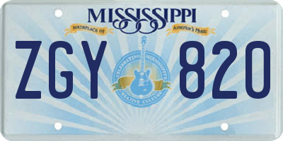 MS license plate ZGY820