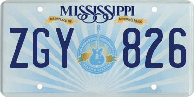 MS license plate ZGY826