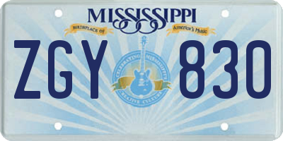 MS license plate ZGY830
