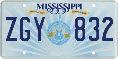 MS license plate ZGY832