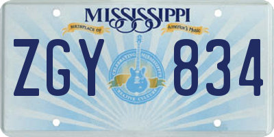 MS license plate ZGY834
