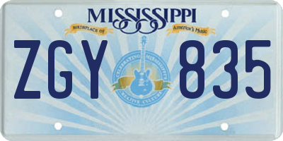 MS license plate ZGY835