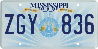 MS license plate ZGY836