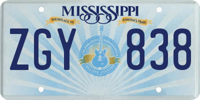 MS license plate ZGY838