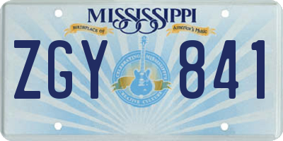MS license plate ZGY841