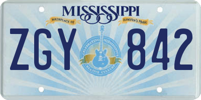 MS license plate ZGY842