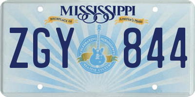 MS license plate ZGY844