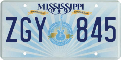 MS license plate ZGY845
