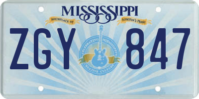 MS license plate ZGY847