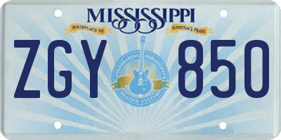 MS license plate ZGY850