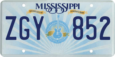 MS license plate ZGY852