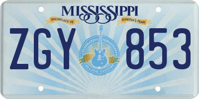 MS license plate ZGY853
