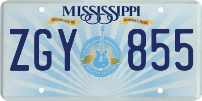 MS license plate ZGY855