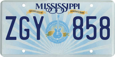 MS license plate ZGY858