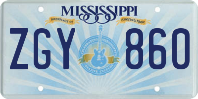 MS license plate ZGY860