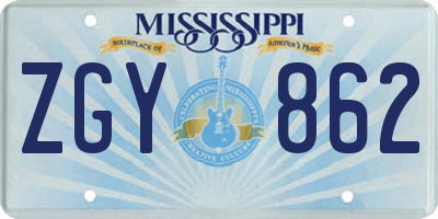 MS license plate ZGY862