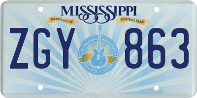 MS license plate ZGY863