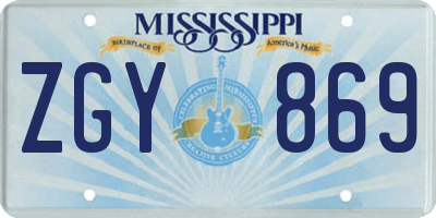 MS license plate ZGY869