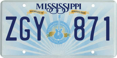 MS license plate ZGY871