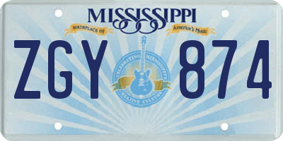 MS license plate ZGY874