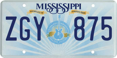 MS license plate ZGY875