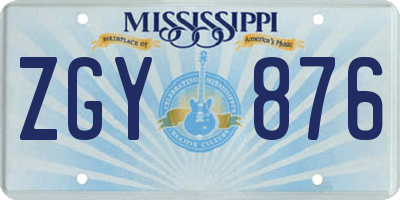 MS license plate ZGY876
