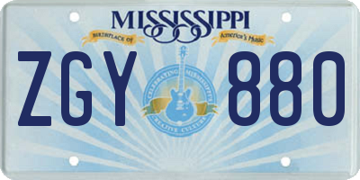 MS license plate ZGY880