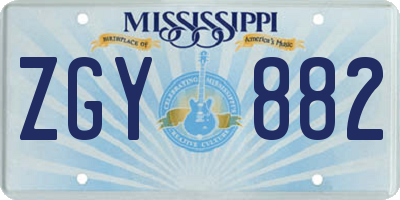 MS license plate ZGY882