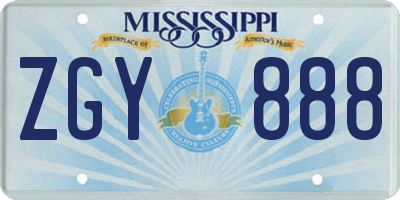 MS license plate ZGY888