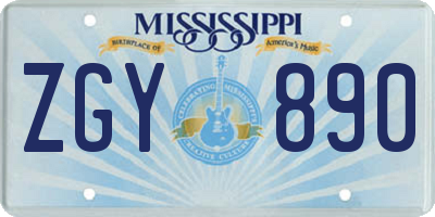 MS license plate ZGY890