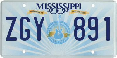 MS license plate ZGY891