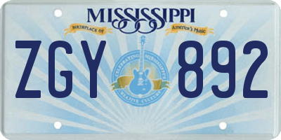 MS license plate ZGY892