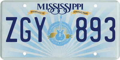 MS license plate ZGY893