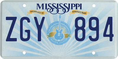 MS license plate ZGY894