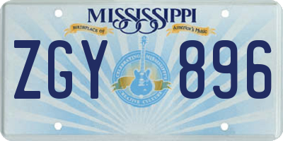 MS license plate ZGY896