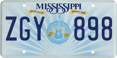 MS license plate ZGY898
