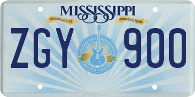 MS license plate ZGY900