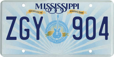 MS license plate ZGY904