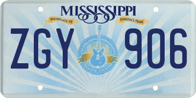 MS license plate ZGY906